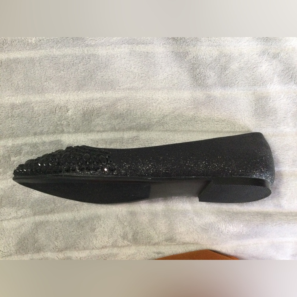 Lauren Lorraine Black Embellished Pointed Toe Ballet Flats Size 8 - Picture 6 of 11